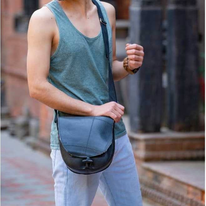 Ganesh Himal Trading - Wholesale Crossbody Bag - Women's - Handcrafted Recycled Rubber Crossbody Bag w Removable Strap1