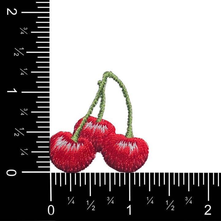 Wholesale Applique - Wholesale Patch - Three Red Cherries - Cherry - Embroidered Iron on Patch