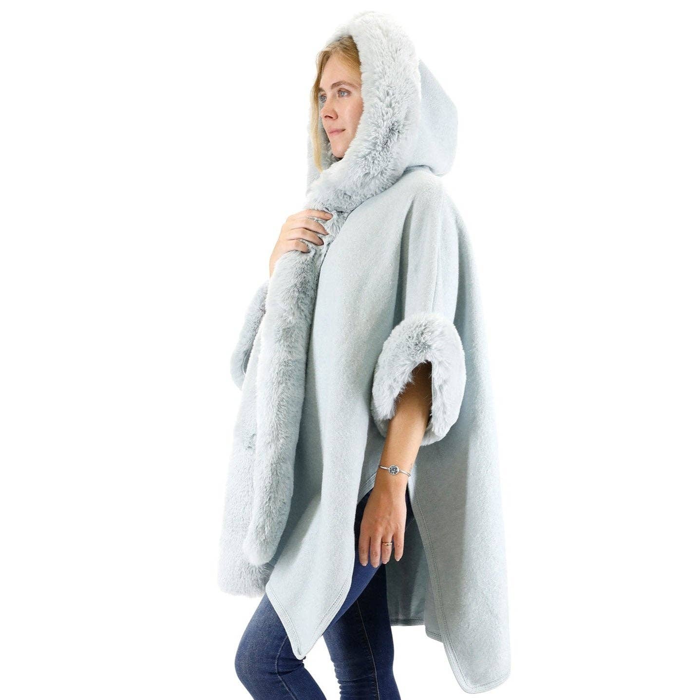 TAPA fashion - Wholesale Fur/Faux Fur Coat - Women's - Fur Hoodie Shawl P183 (3PC)2