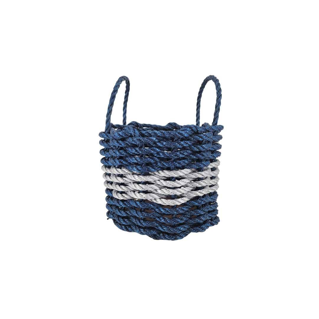 Little Salty Rope - Wholesale Basket - Authentic Maine Lobster Rope Storage Basket Navy Blue and Li0