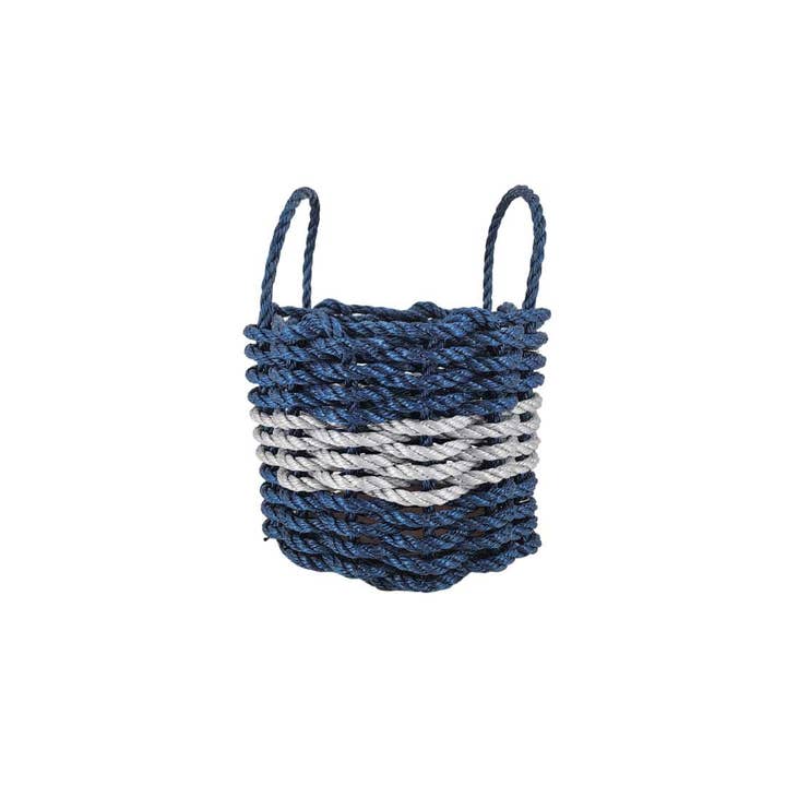 Little Salty Rope - Wholesale Basket - Authentic Maine Lobster Rope Storage Basket Navy Blue and Li