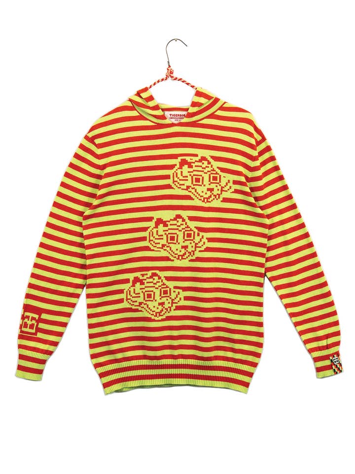 Sweat à capuche léger à rayures Tigerbob // Feu/Citron vert pour la vente par Tigerbob