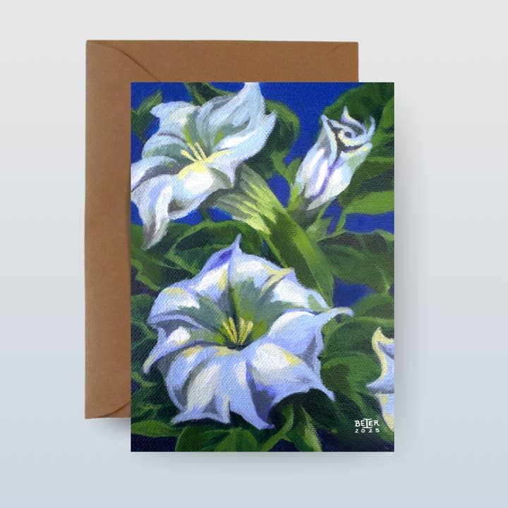 5"x7" Sacred Datura Greeting Card for wholesale by Painting the Southwest