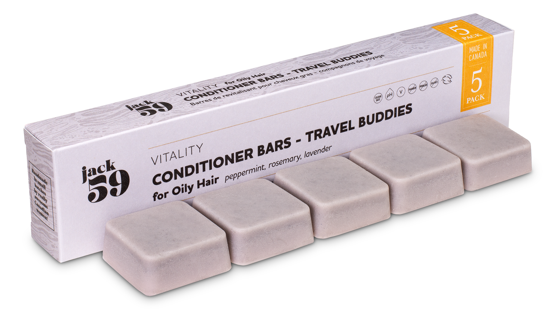 Jack59 Inc. - Vente Après-shampoing - Barres d'après-shampoing Travel Buddies - Recharge (pack de 5) - Jack599