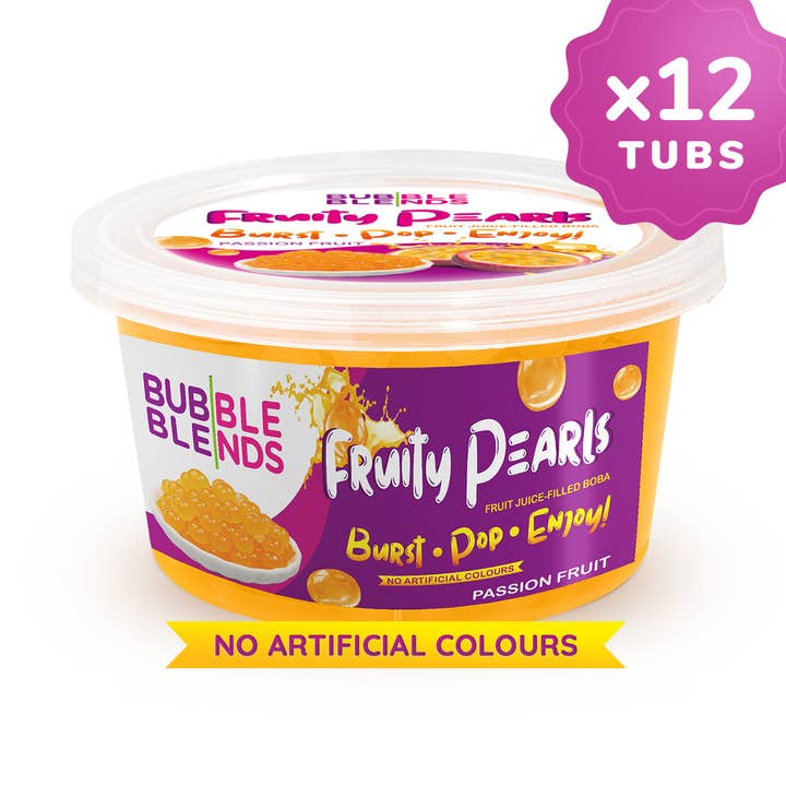 450g Passion Fruit Popping Boba Fruit Juice-Filled Pearls for wholesale by Bubble Blends