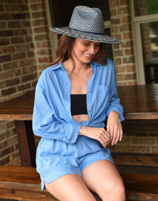 American Hat Makers - Vente Chapeau de paille – femme - Chapeau de soleil en paille style safari bicolore - modèle Eppie13