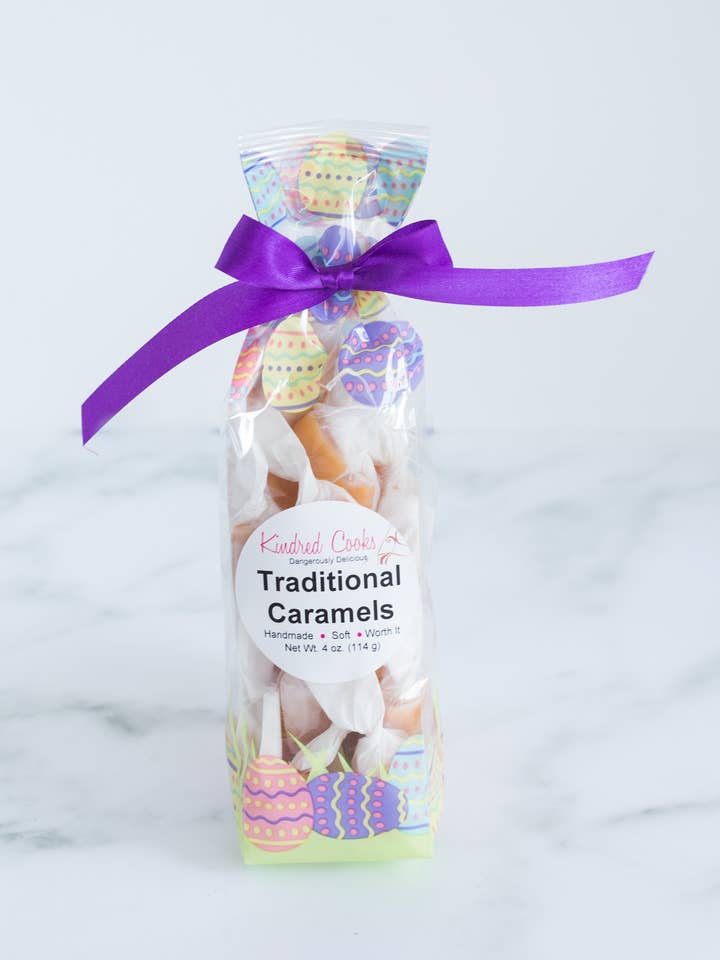 Easter Sea Salt Caramels, 4 oz. Bag for wholesale by Kindred Caramels