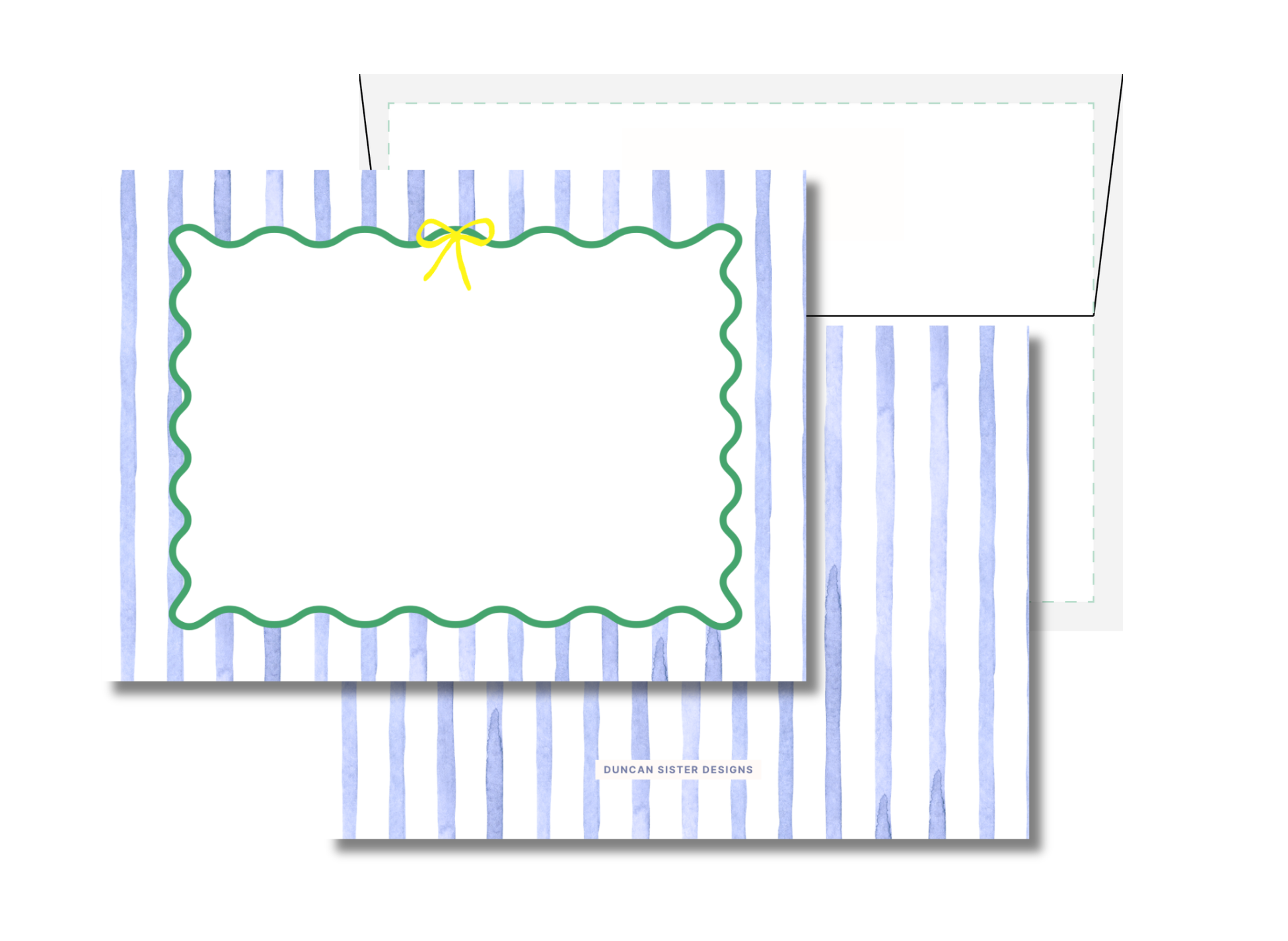 Duncan Sister Designs - Wholesale Stationery/Notecard Set - Spring Stripe Preppy Notecards – Set of 8, USA Made3