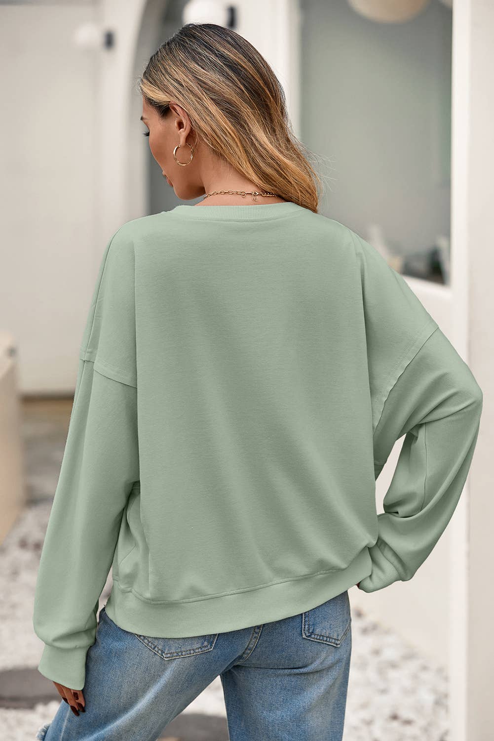 Little Daisy Closet - Wholesale Blouse - Women's -  LDC Raw Edge Flower Patch Drop Shoulder Long Sleeve Top6