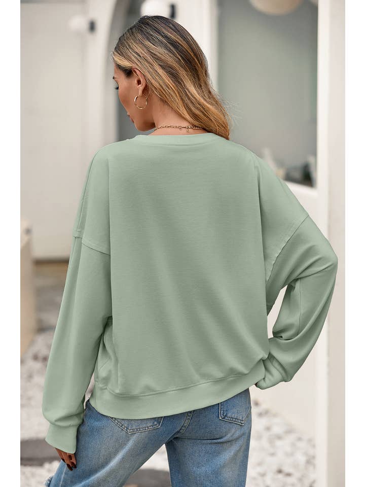 Little Daisy Closet - Wholesale Blouse - Women's - LDC Raw Edge Flower Patch Drop Shoulder Long Sleeve Top6