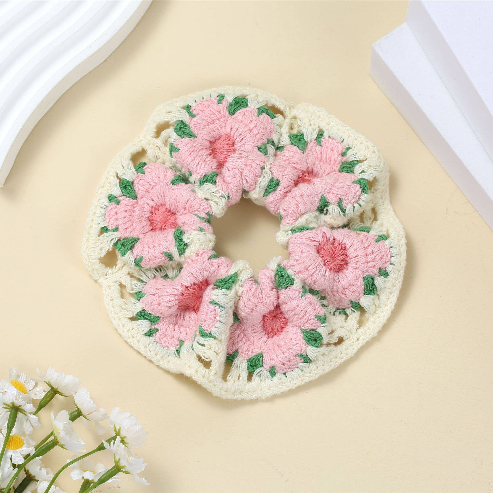 Tourtiwi - Wholesale Scrunchie - Women's - Boho Colorful Handmade Crochet Flower Hair Tie6