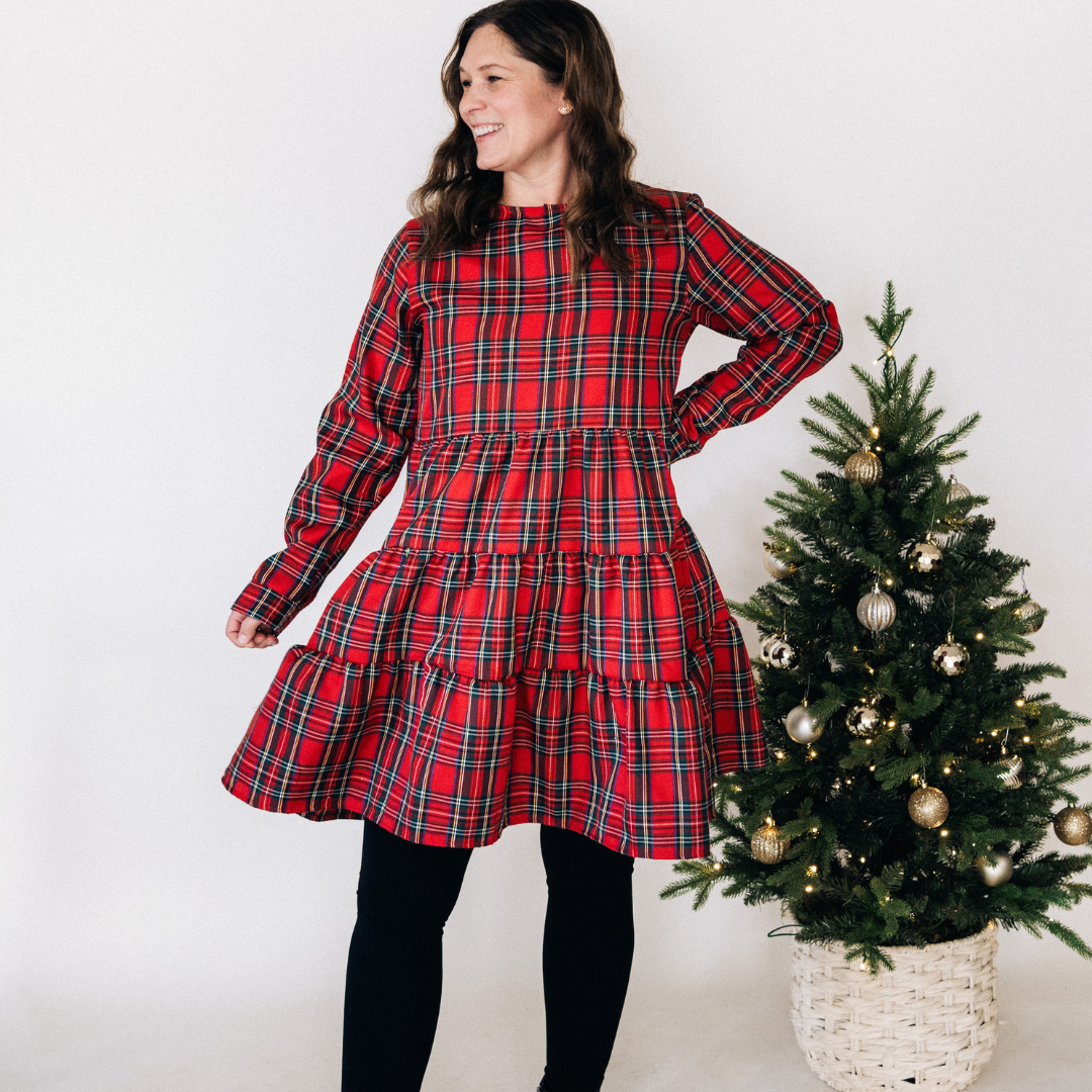 HAHA MAMA Clothing - Vente Robe – femme - Robe de Noël à carreaux en tartan rouge pour maman et moi - Femmes9