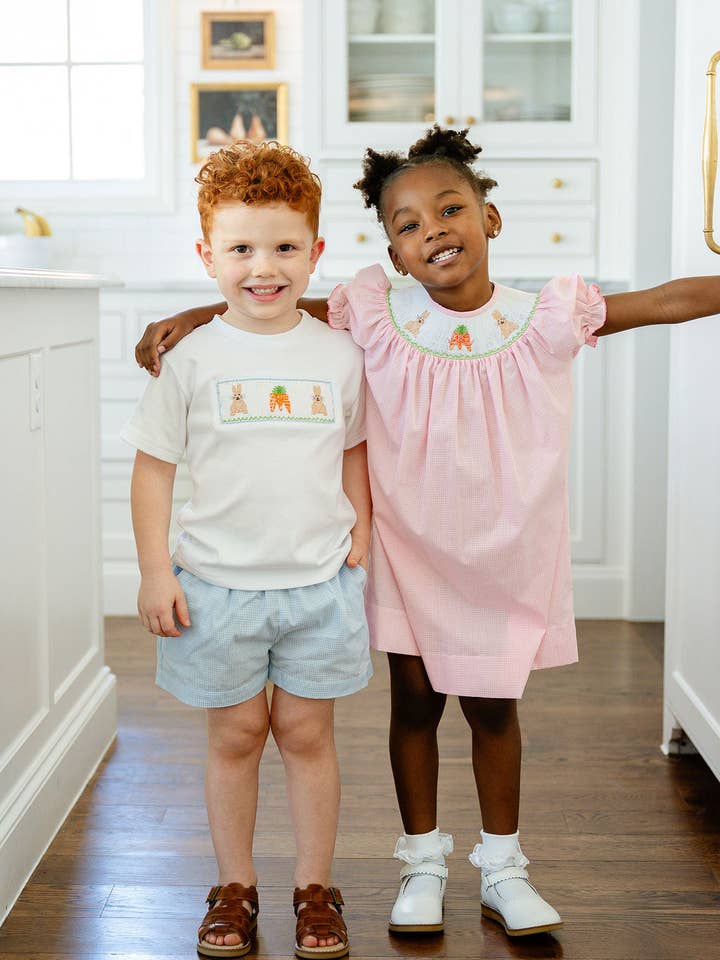 Ruth and Ralph - Wholesale Dress - Kids - Easter Bunny and Carrots Smocked Helen Dress11