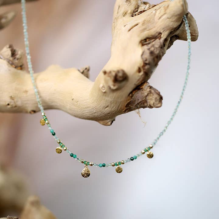 Tree Of Life Pendant Necklace Prehnite for wholesale by MOONSOON