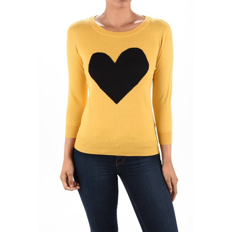Mak – wholesale Pullovertröja - Dam – Heart Chenille Crewneck 3/4 ärm tröja MK359531