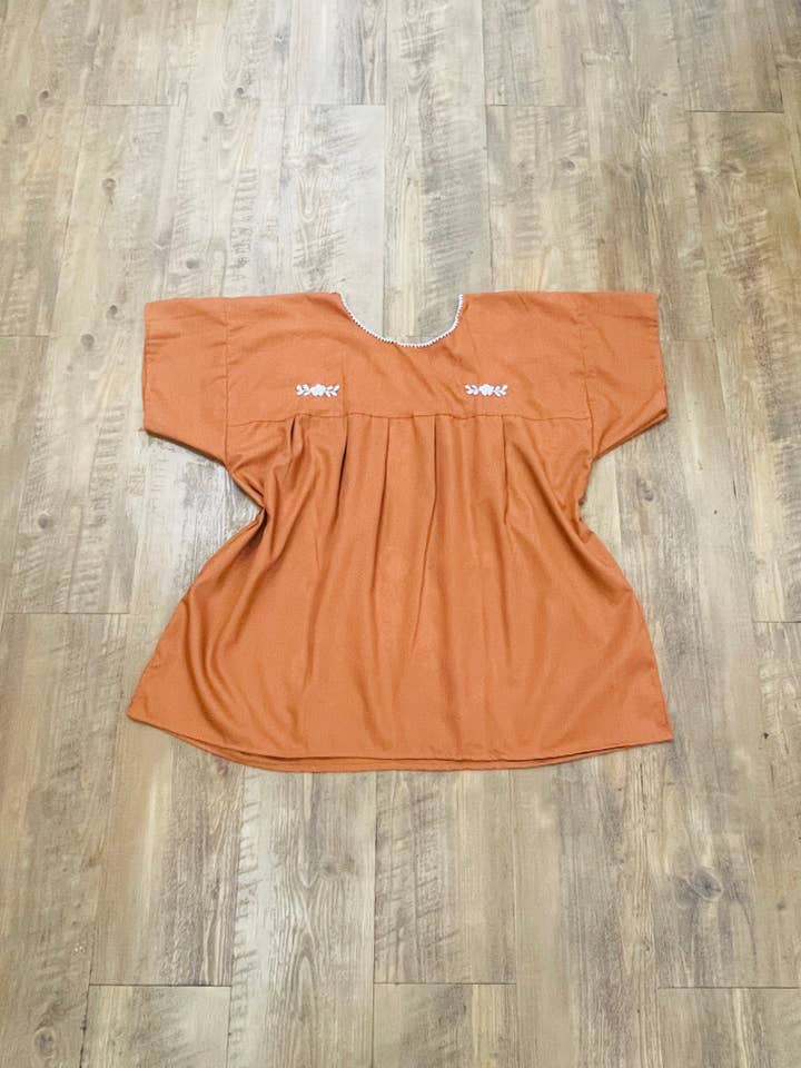 Burnt Orange Mexican Blouse Full Embroidered Texas Longhorns for wholesale on Faire11