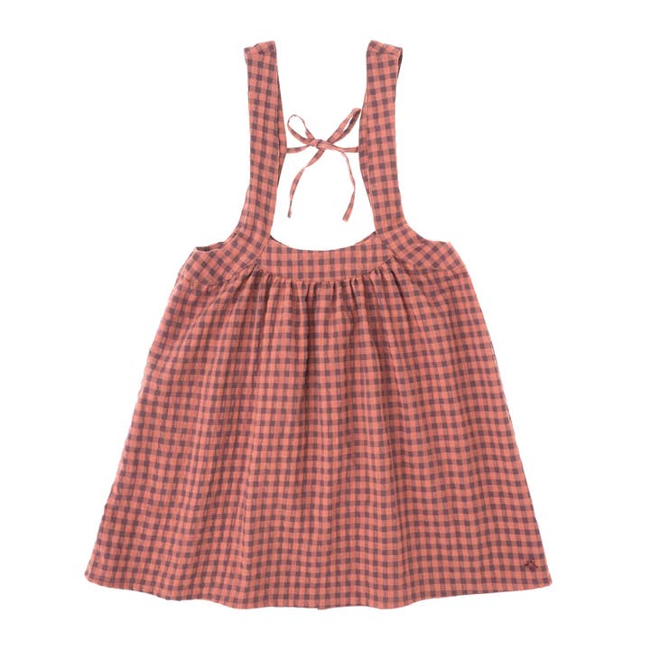 dunkel rosa Karierten Rock mit Trägern W33522 für den Großhandel auf Faire1