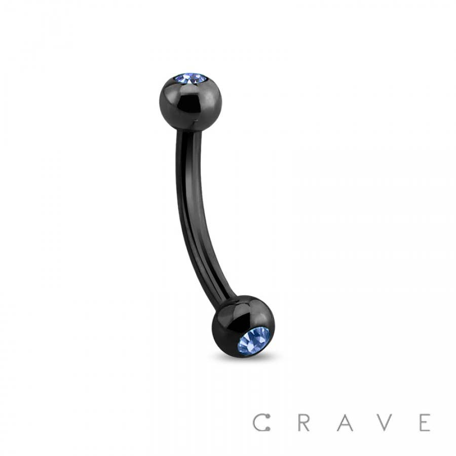 CRAVE - Wholesale Single Earring - BLACK IP OVER 316L SS WITH GEM BALLS (KR)3