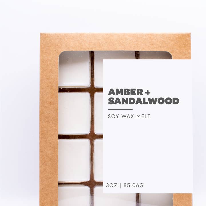 Amber + Sandalwood | 3oz Melt for wholesale by Wood Candle Co