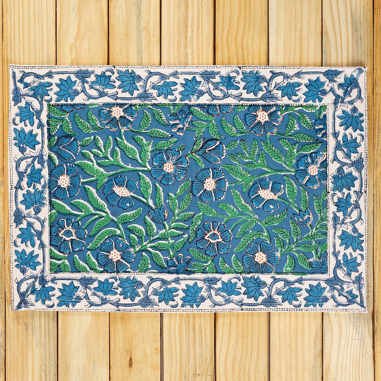 Sevya Handmade – wholesale Placemat – Sage & Blue Floral Placemats, set of 6  3