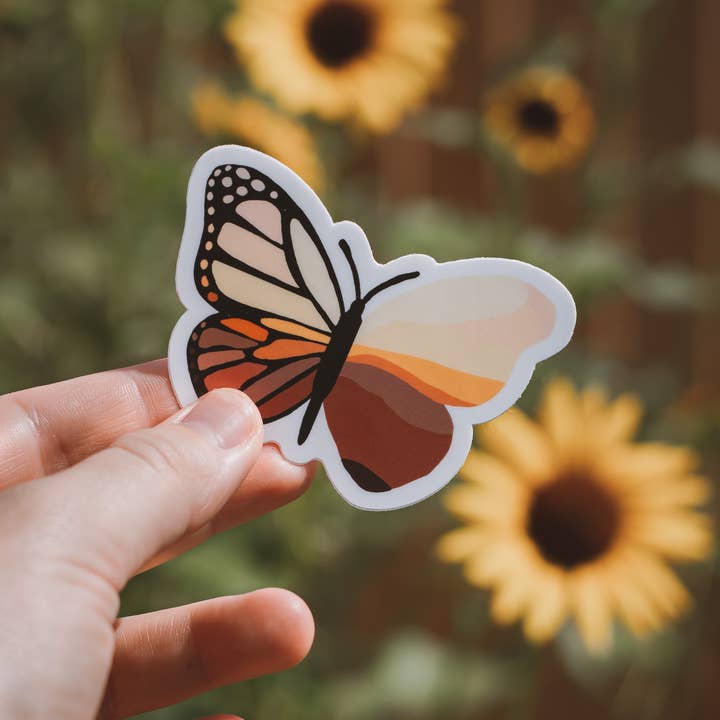 Sunset Butterfly Sticker, 3"x3" for wholesale by Nature & Hound Designs