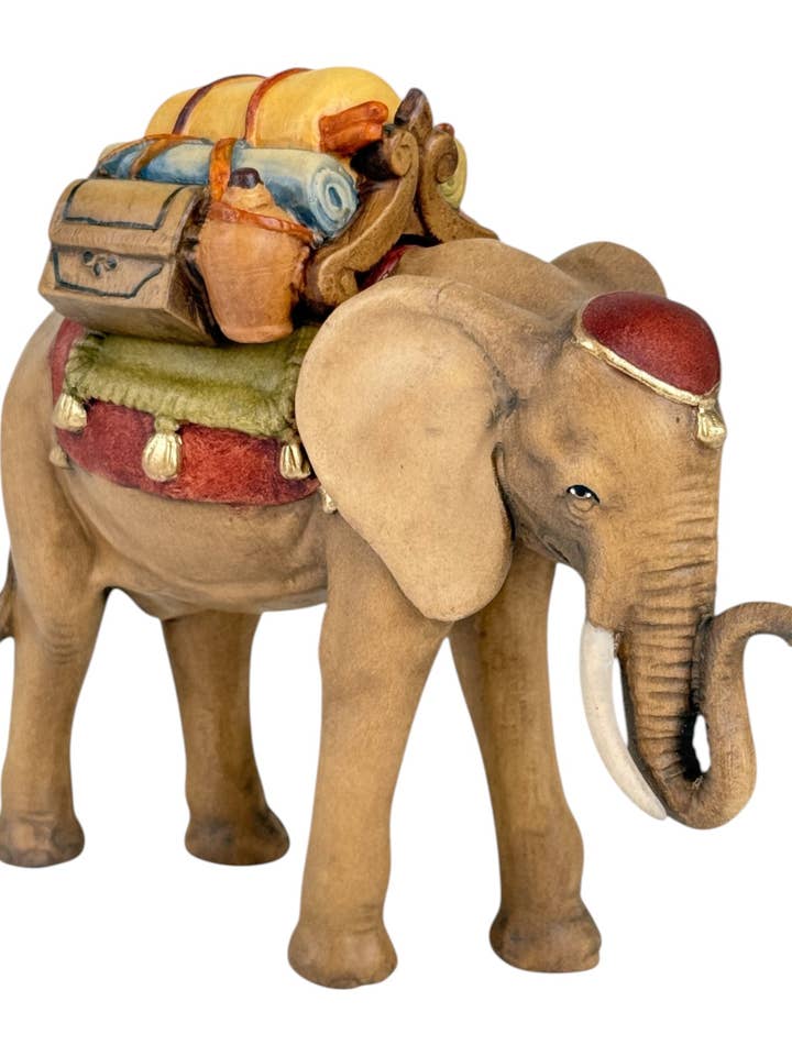 Éléphant Cérémonial en Bois avec Charge et Garnitures Or | Sculpture Dolfi pour la vente par Dolfi