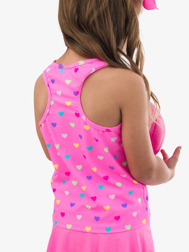 Girls Neon Pink Colorful Hearts Active Tank Top
for wholesale on Faire5