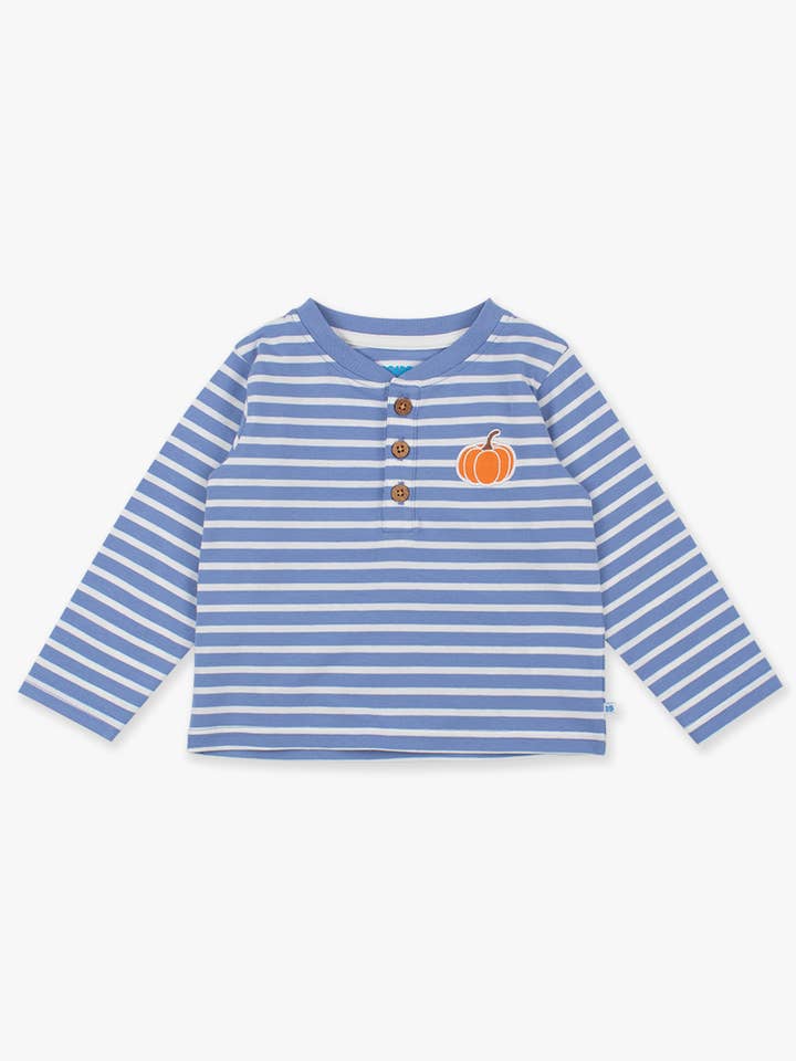 Boys Pumpkin Periwinkle Blue Stripe Knit Long Sleeve Embroidered Henley Tee
for wholesale on Faire6