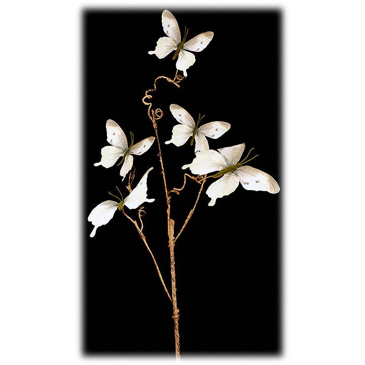 Will's Company - Wholesale Artificial Flowers - Screen Printed Butterfly Spray with Wired Stems - 5 options