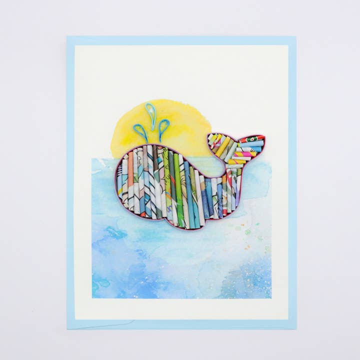 Recycled Magazine, Miljøvenlig, Håndlavet, Whale Card for engroshandel hos Loving Nature