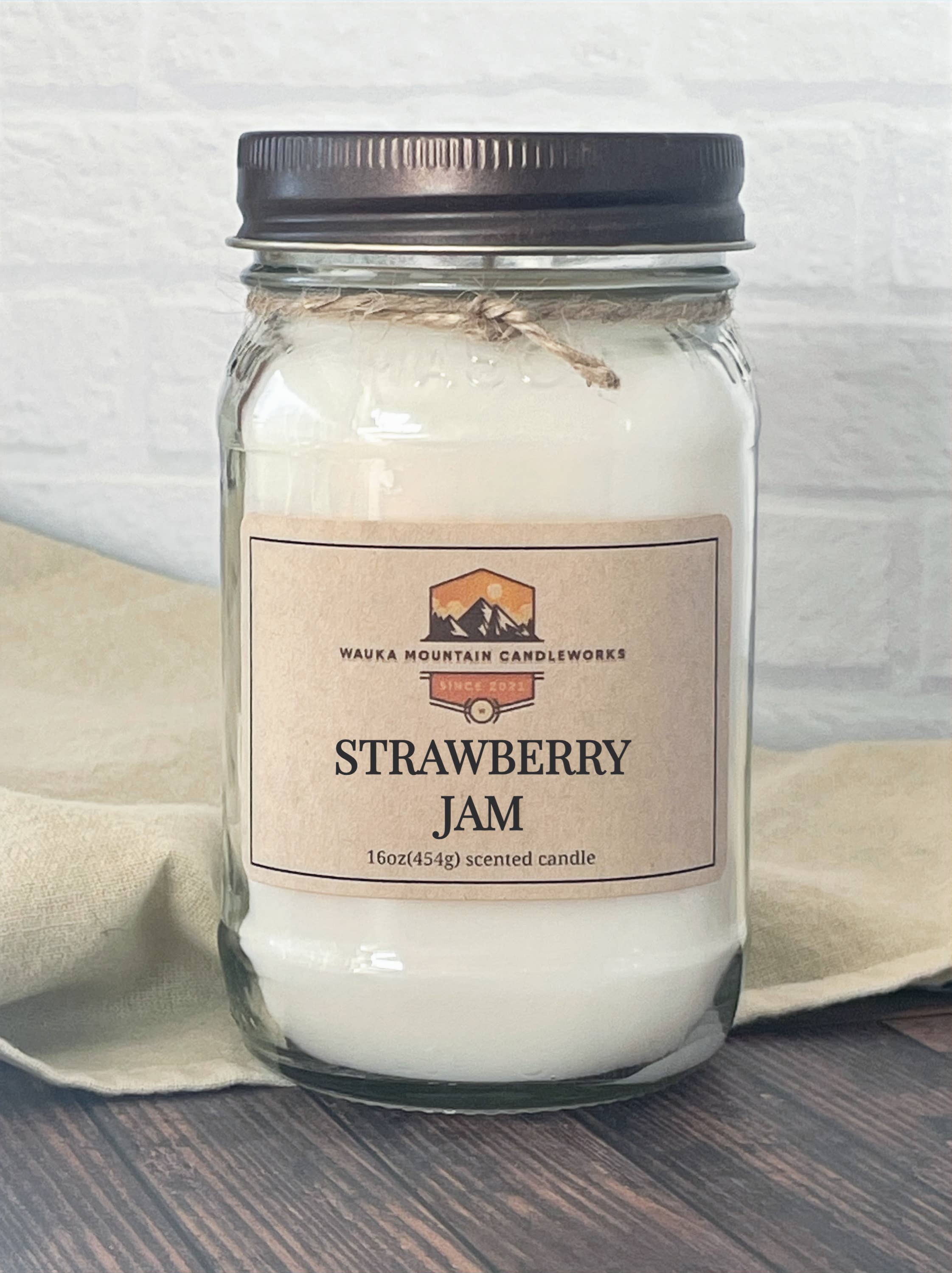 Wauka Mountain Candleworks - Wholesale Jar/Filled Candle - Strawberry Jam Mason Jar Candle - Wax Melt0