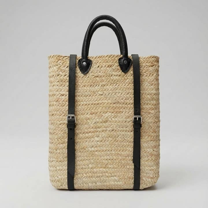 Melecraft - Vente Sac à dos – femme - Sac à dos en paille - Sac à dos en feuilles de palmier tressées avec bretelles en cuir9