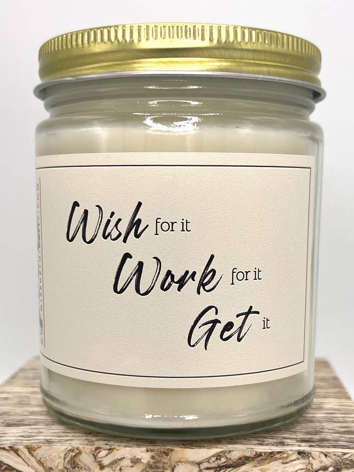 Mixed Ethically Wish for it Work for it... Soy Candle 8oz for wholesale by Mixed Ethically