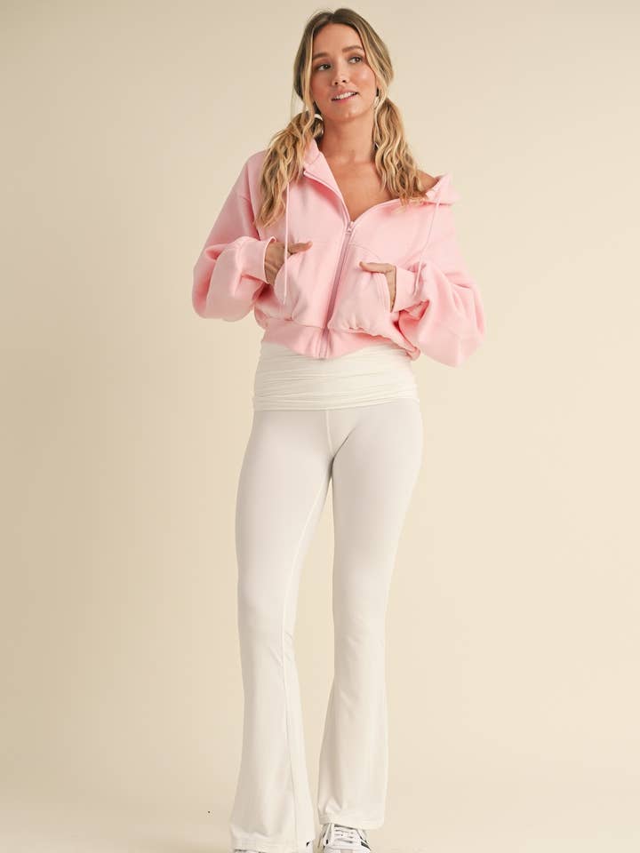 KIMBERLY C - Wholesale Hoodie - Women's - Cozy Fleece Oversized Crop Full Zip Hoodie