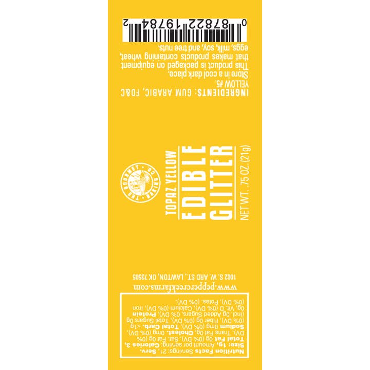 Pepper Creek Farms - Wholesale Glitter - Topaz Yellow Edible Glitter 0.75 Oz.2