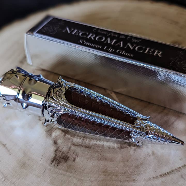 Crypt Cosmetics - Wholesale Lip Gloss - NECROMANCER (Silver) - Dark brown spiced chocolate lip gloss