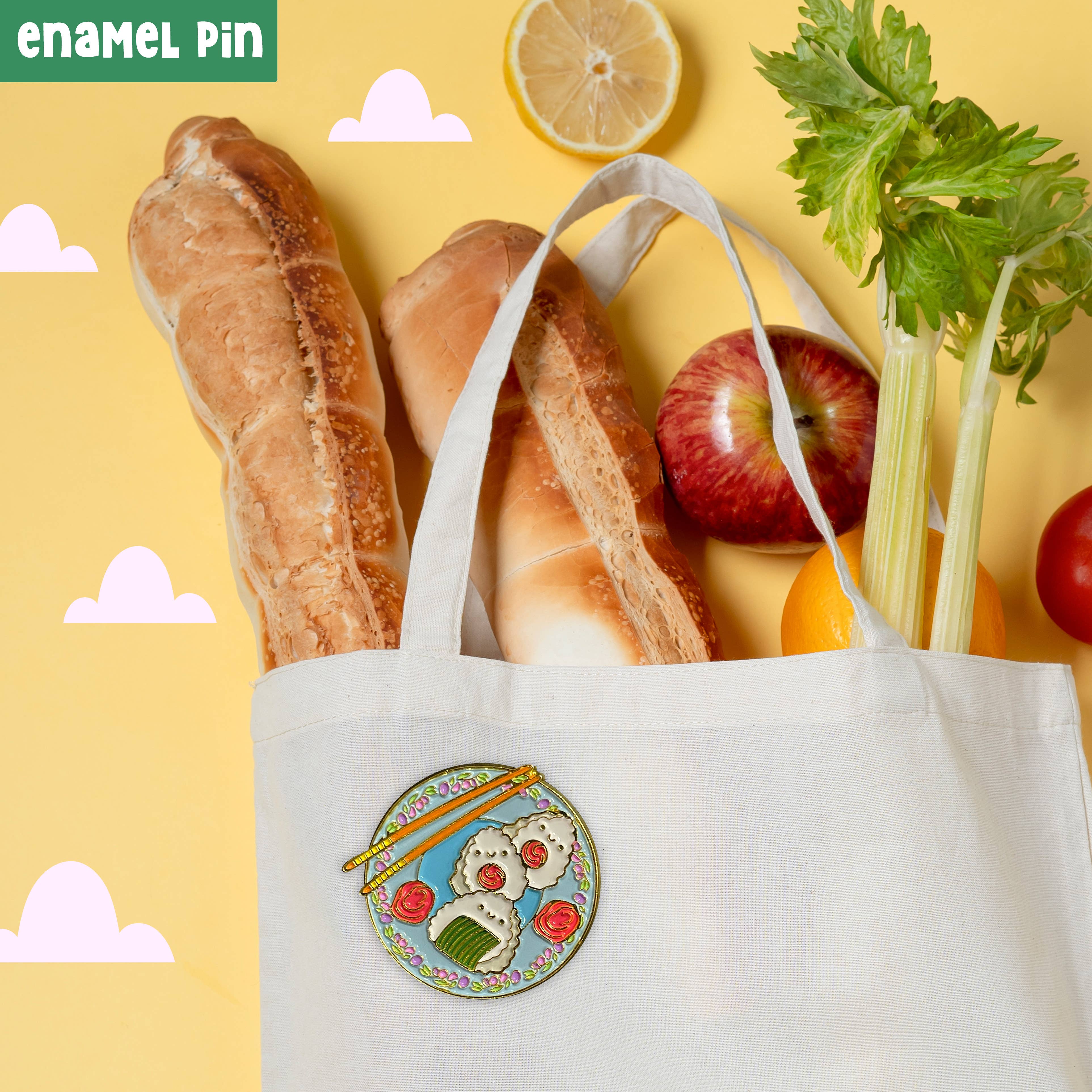Neha Lee Designs - Wholesale Lapel Pin/Button - Kawaii onigiri sushi enamel pin6