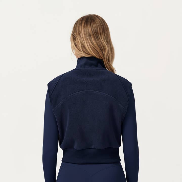 Active by Anna-Kaci - Wholesale Outerwear Vest - Women's - Cropped Zip Closure Vest with Stand Collar and Fitted Hem4