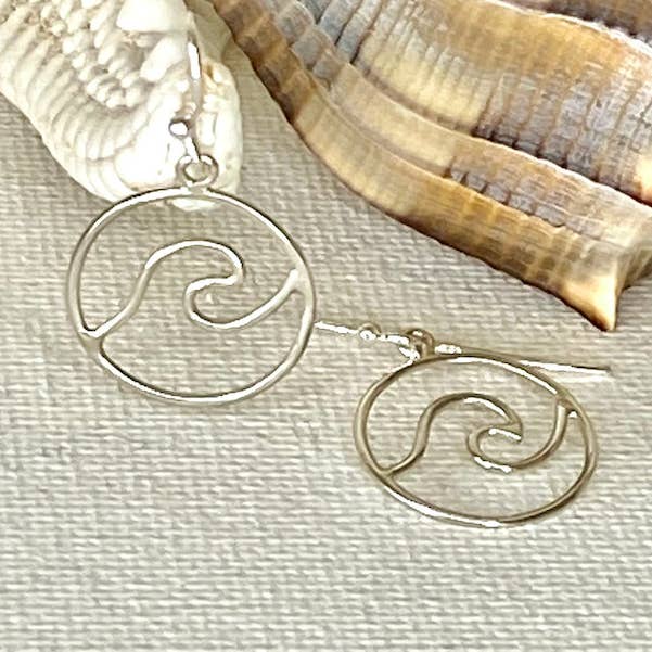 Wave Circle Earring for wholesale by Jackie Gallagher Designs - Handmade Coastal Jewelry