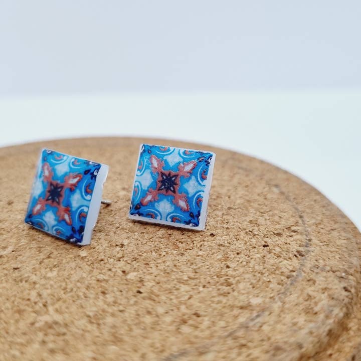 LUSO TILES JEWELRY - Wholesale Gauge/Plug Earrings - Pendientes post cuadrados coloridos13