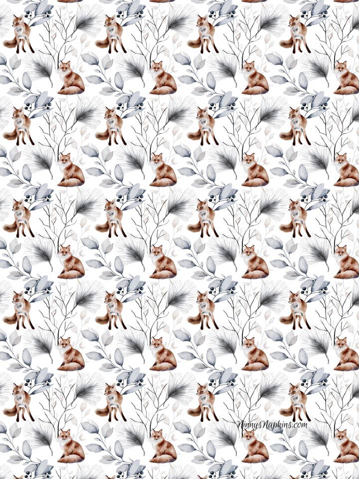 Papel de arroz Ninny's, tamaño A3, diseño de zorros de invierno para venta al por mayor de Ninnys Napkins