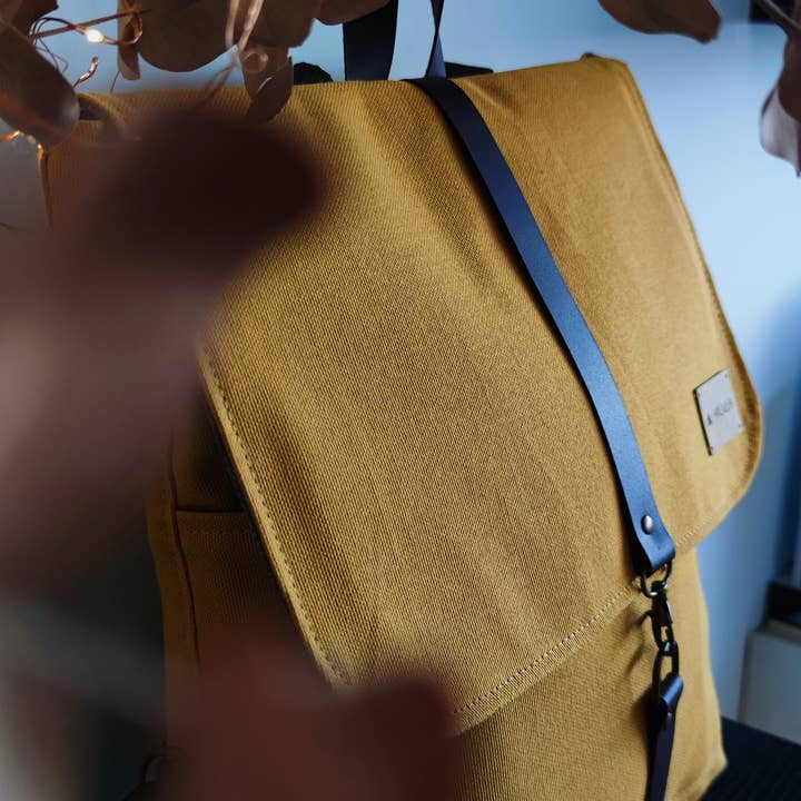 HILVAH – Großhandel Rucksack – Unisex – Senfgelber Baumwollrucksack, Unisex-Rucksack1