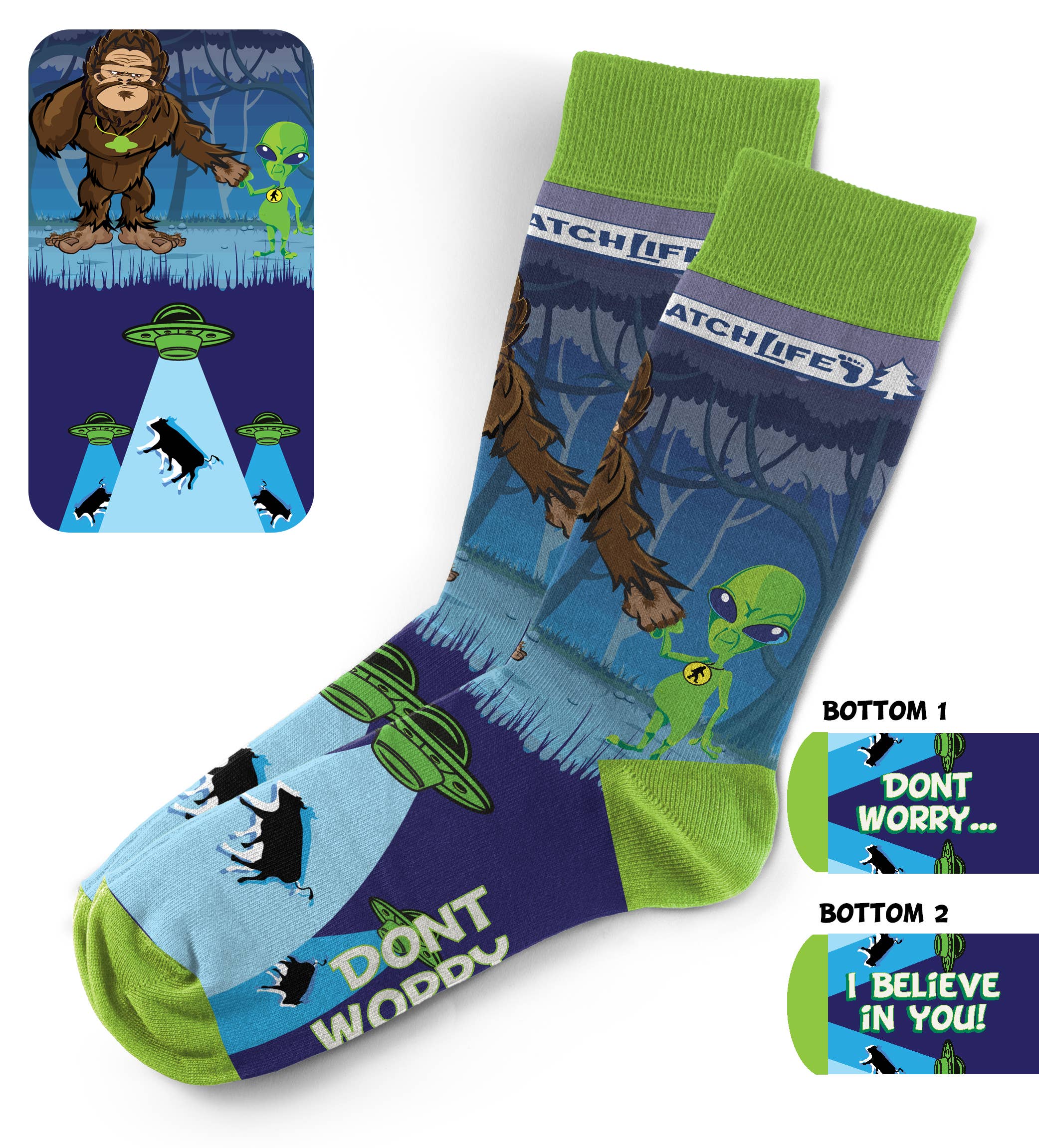 SquatchSwag - Venta al por mayor Calcetines - Unisex - Calcetines Bigfoot - Calcetines BillyBob Bigfoot Fun2