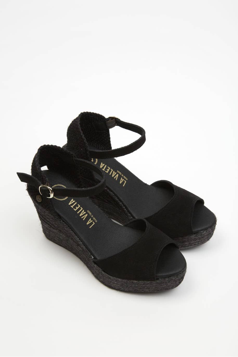 La Valeta Espadrilles-Ibera Factory Shoes slu - Wholesale Lifestyle Sneakers - Women's - Charlene Peep Toe Black | High Black Wedges5