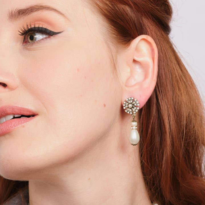 Lovett & Co - Wholesale Dangle Earrings - Miriam Haskell Inspired Pearl Earrings: Statement Pearl Drop Earrings