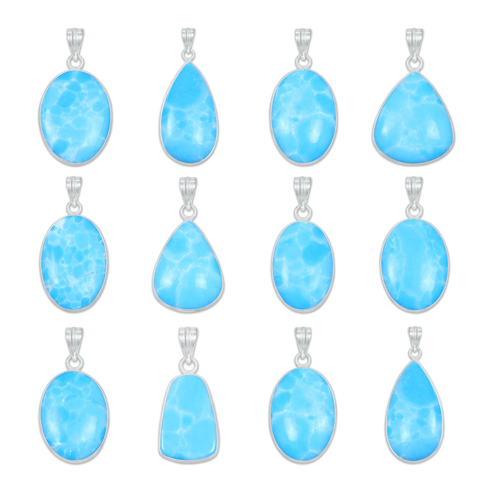 Handmade Jewels - Wholesale Individual Charm/Pendant - Larimar (Created) Minimalist Pendants -  Handmade, Silver-Plated Brass, Wholesale Fashion Jewelry0