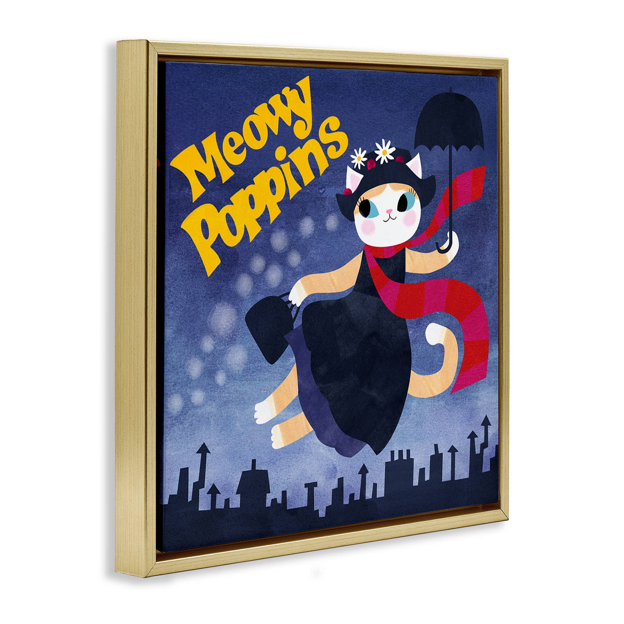 Stupell Industries - Wholesale Wall Sign - Meowy Poppins Cat Parody - Framed Wall Art17