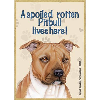 Qui vive un Pitbull marcio viziato (colore marrone)! griglia in legno per la vendita all'ingrosso da parte di SJT Enterprises, Inc.