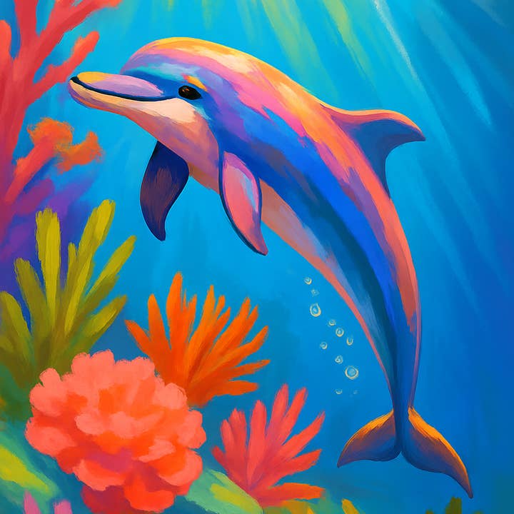 Bright Blue Dolphin Print for wholesale by Gypsea Beach Club