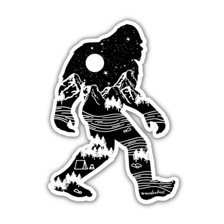 Autocollant Sasquatch pour ordinateur portable, autocollants Bigfoot pour bouteille d'eau, cadeau pour amoureuse de la nature, autocollants cryptides cryptidcore, cadeaux pour amateurs de plein air. pour la vente par Sagie May Design Co